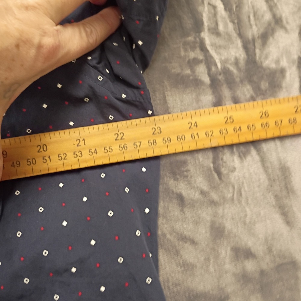 Tommy Hilfiger Classic Fit Mens M Short Sleeve Button Down Shirt Blue Dot Print - Picture 5 of 10
